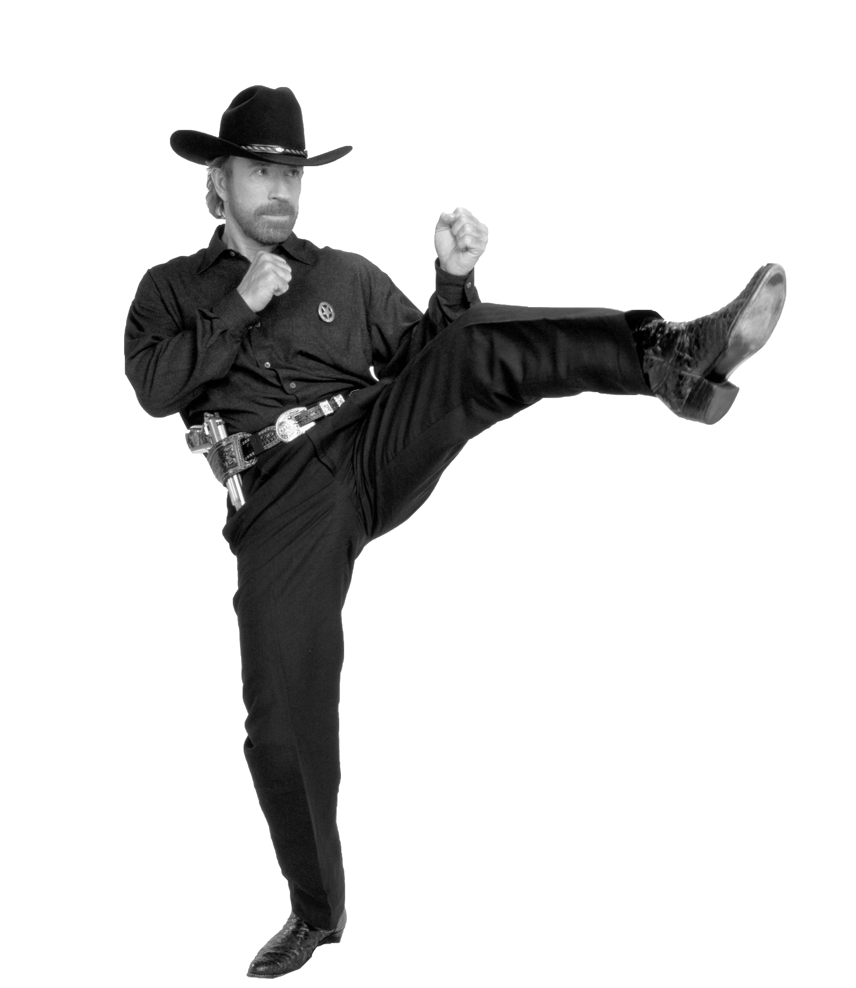 Chuck Norris doing a karate kick