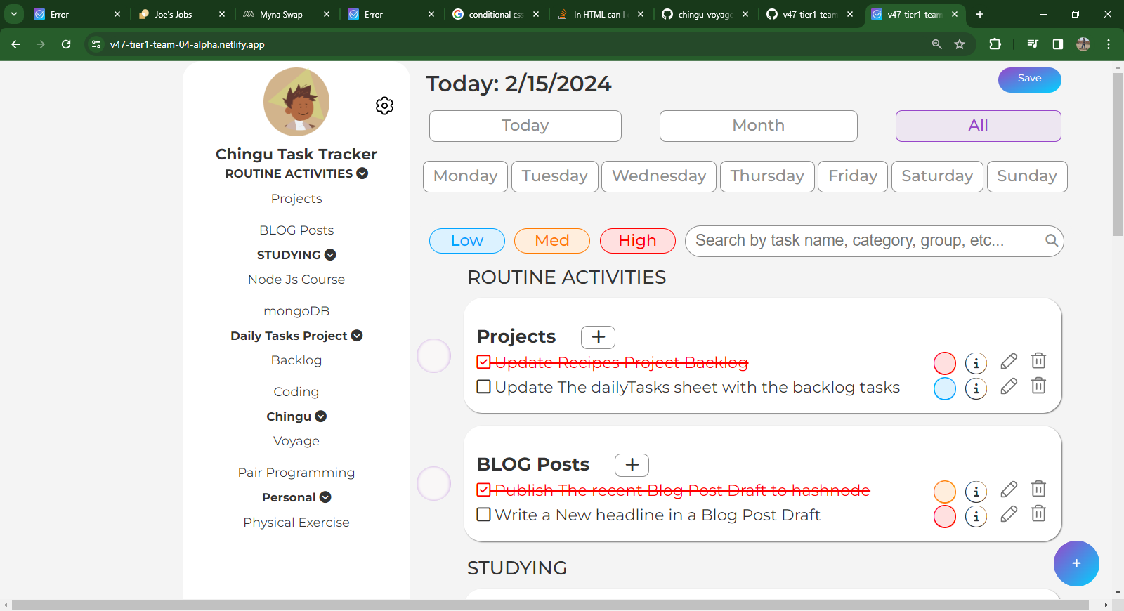 Screenshot of the application